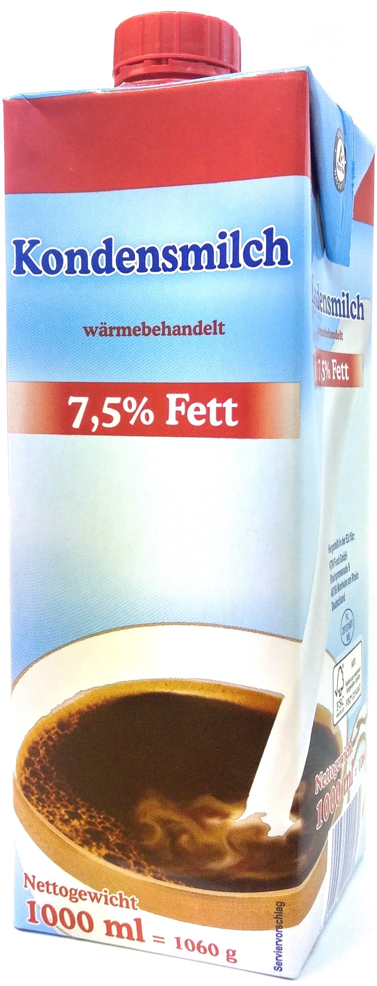 Kondensmilch 7,5 % Fett 1000ml