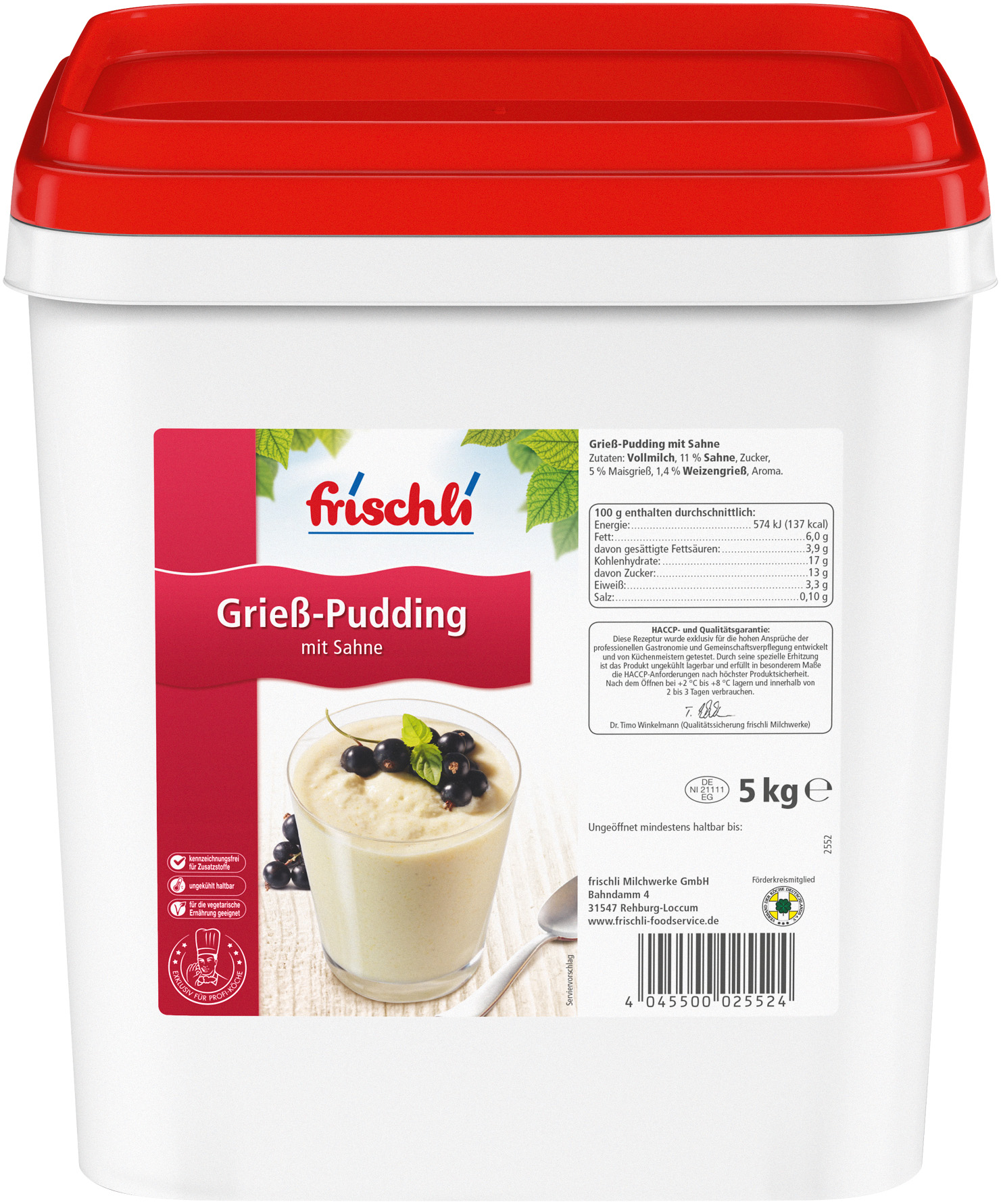 Griess-Pudding mit Sahne 5000 g