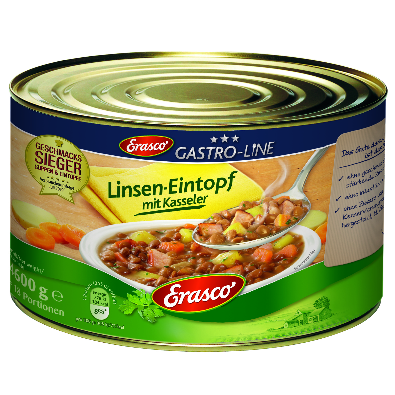 Linseneintopf mit Schweinefleisch (Kassler) 4600g