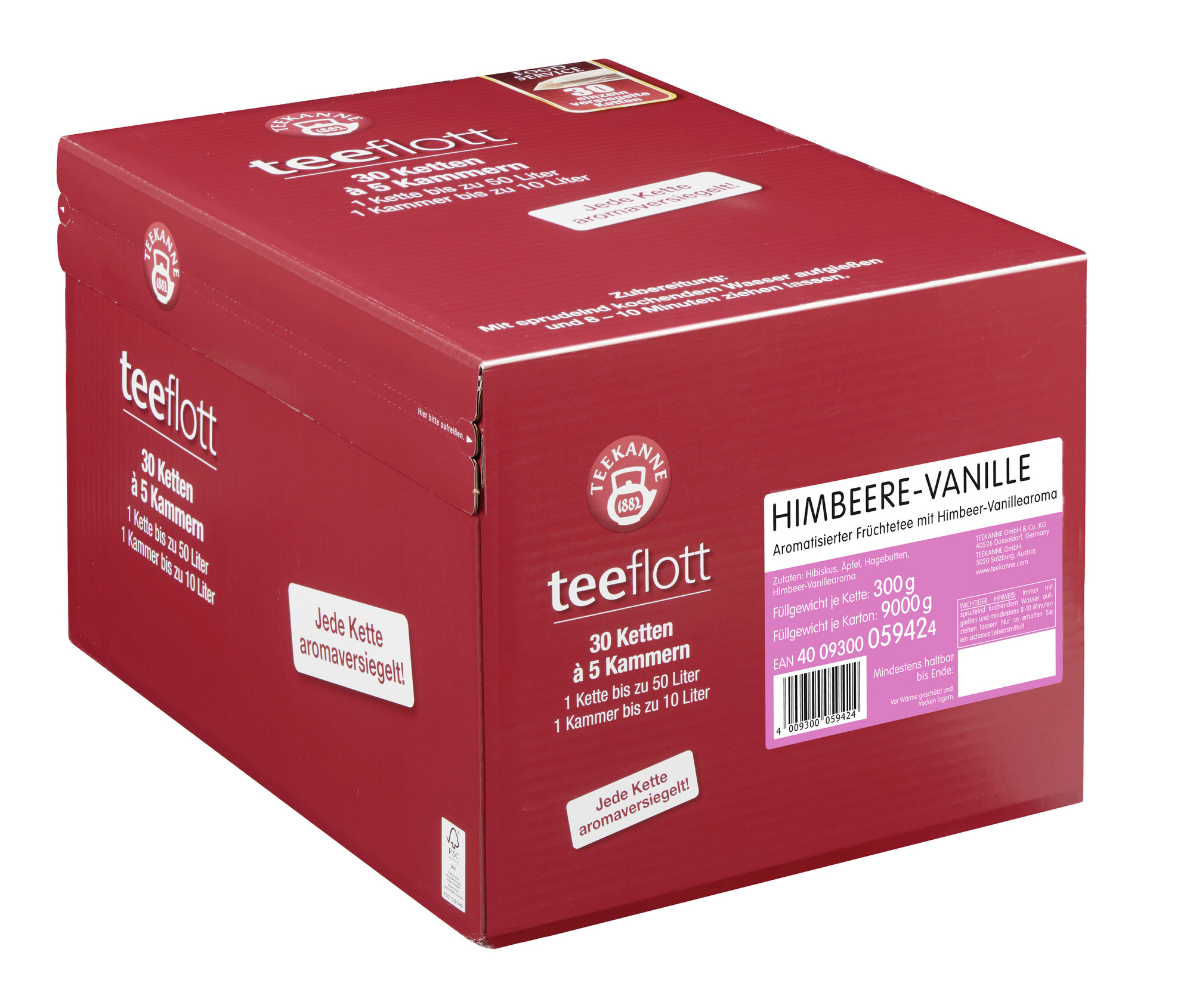 Tee Großfilterkette Himbeer-Vanille 300g