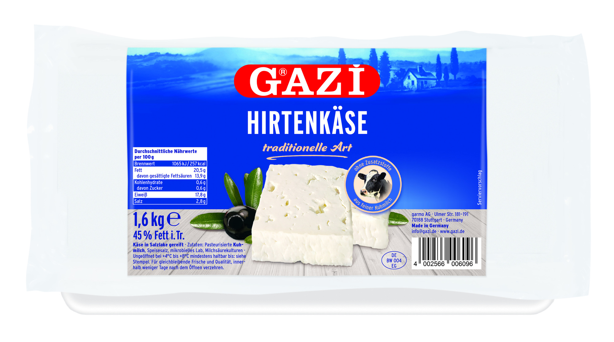 GAZi Hirtenkäse 45% Fett i.Tr.1600g