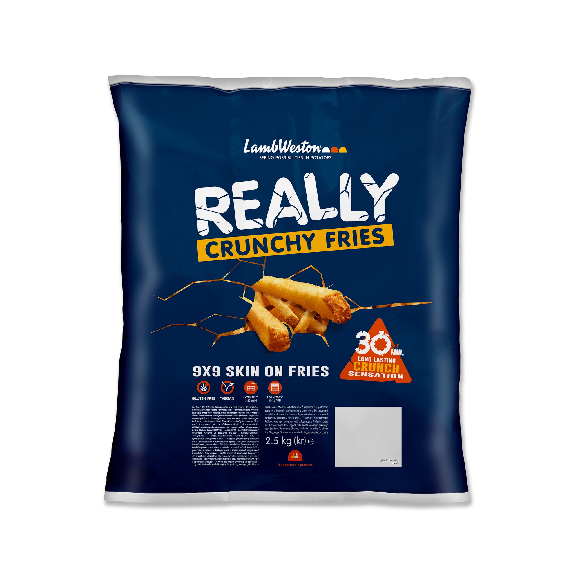LW Really Crunchy Fries 9x9 Skin on 2500g