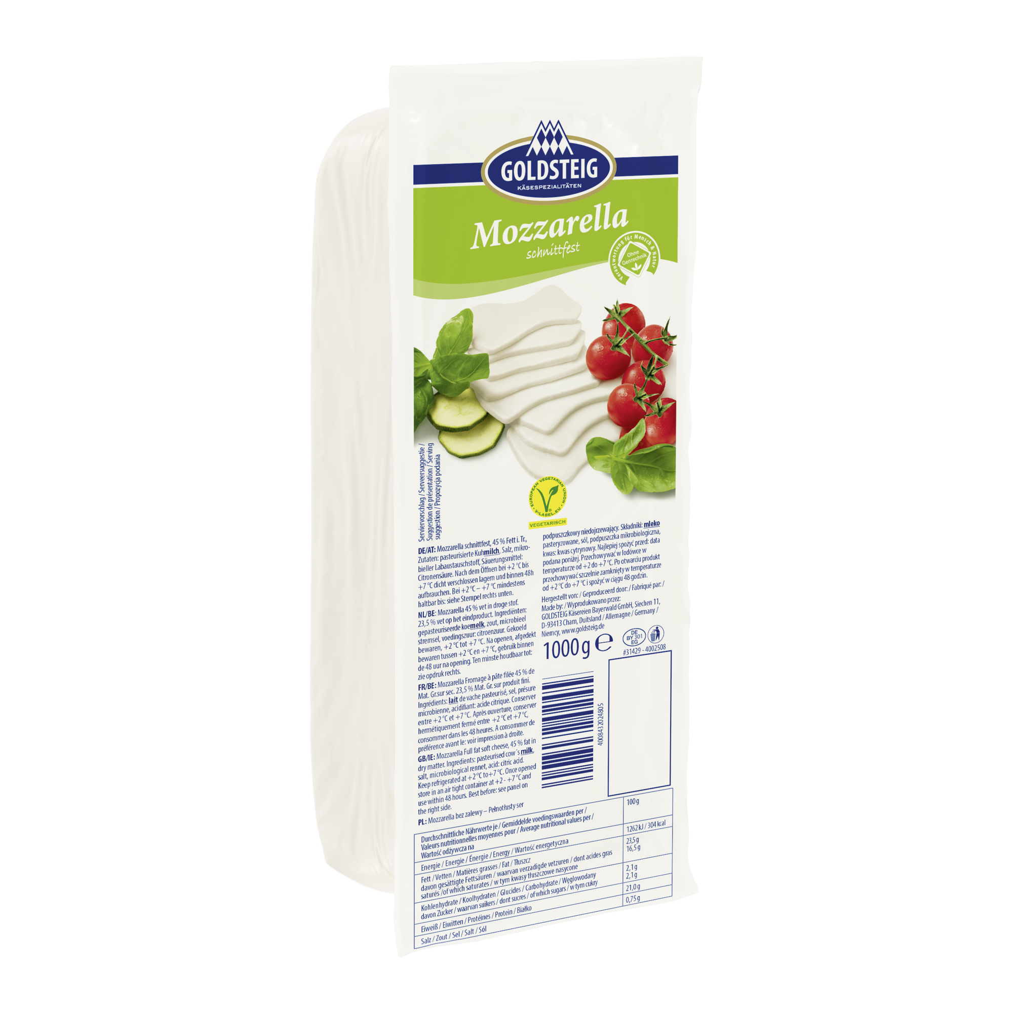 Goldsteig Mozarella 45 % 1000g
