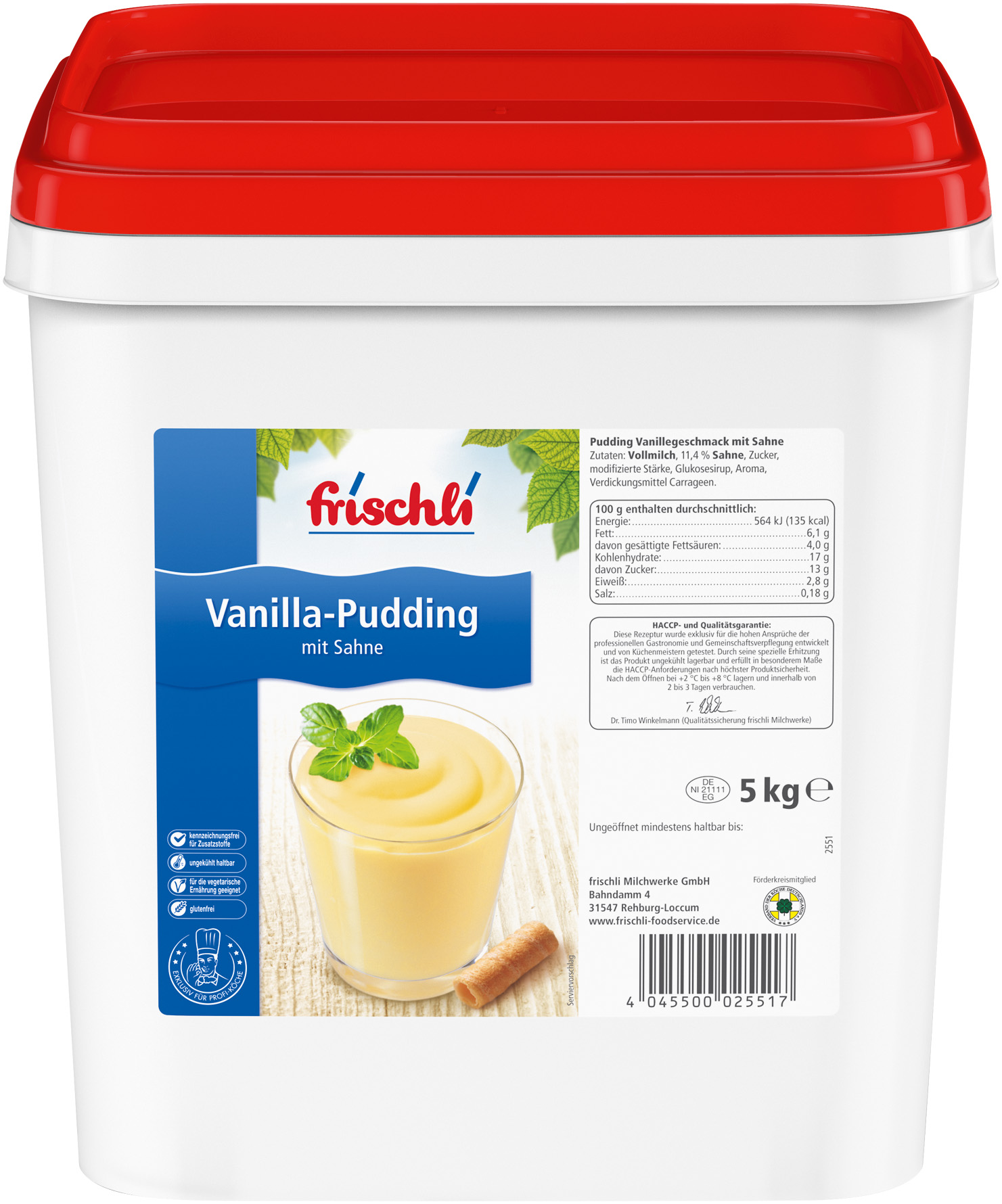 Vanilla-Pudding mit Sahne 5000 g